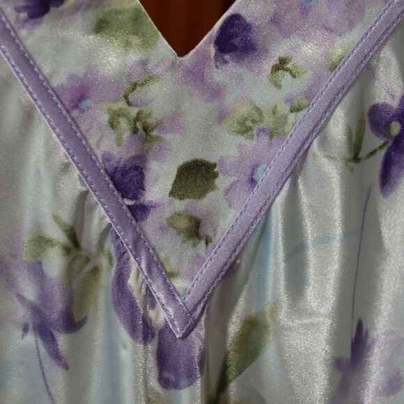 California Dynasty Blue and Purple Floral Long Maxi Slip with Trim Medium - Picture 8 of 12